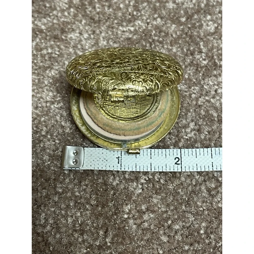 Vintage Revlon Love Pat Gold Tone Floral Mirror Compact Full 50s-70s
